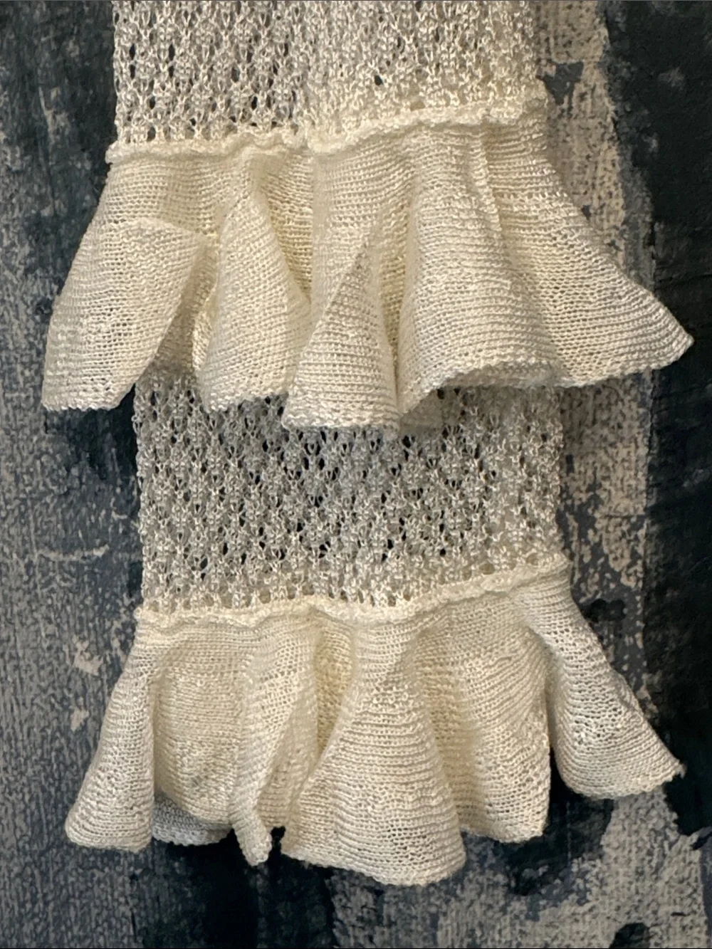 Anthropologie Cream Ruffle Knit Sweater Never Worn